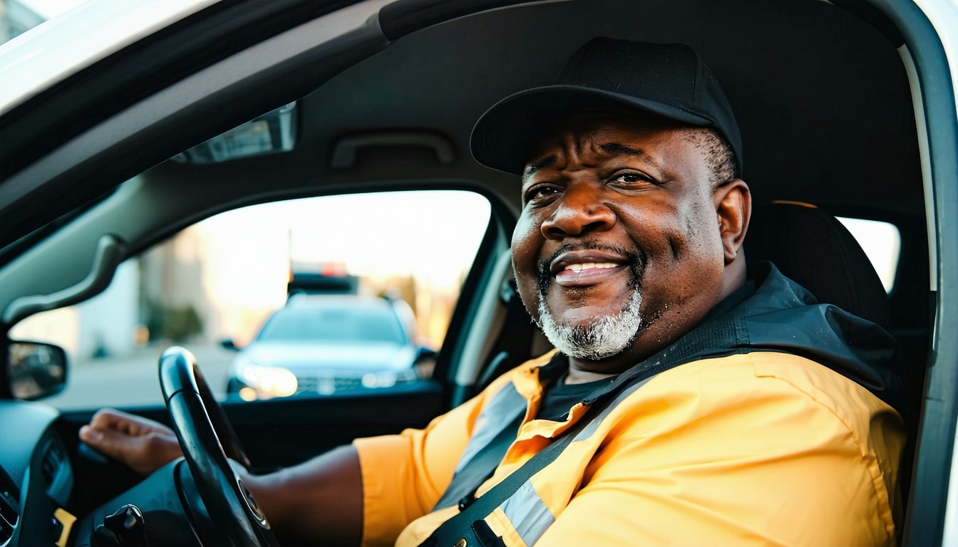 Taxi driver receiving positive online feedback